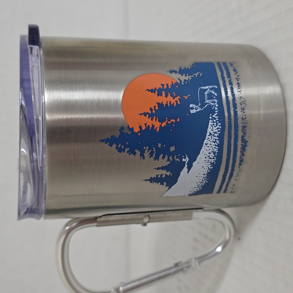 NEW Ozark Trail Silver Mug with Blue Logo and Carabiner Handle - Picture 7 of 16